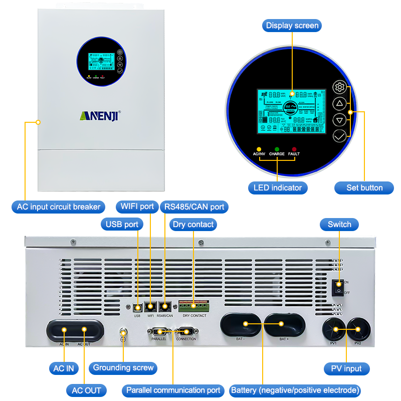 Anenji 12Kw Split Phase Hybrid - огляд і ціна Charge Controller Solar